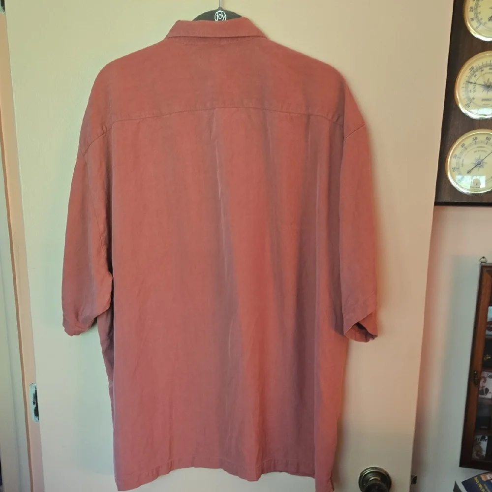 Tommy Bahama Men's Silk Shirt in Coral - Picture 7 of 7